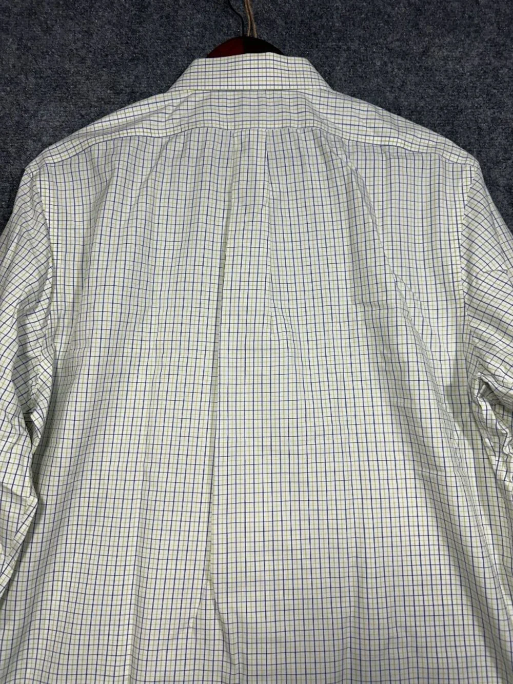 Banana Republic Shirt Mens Large Non Iron Classic Fit Yellow Blue Plaid Cotton